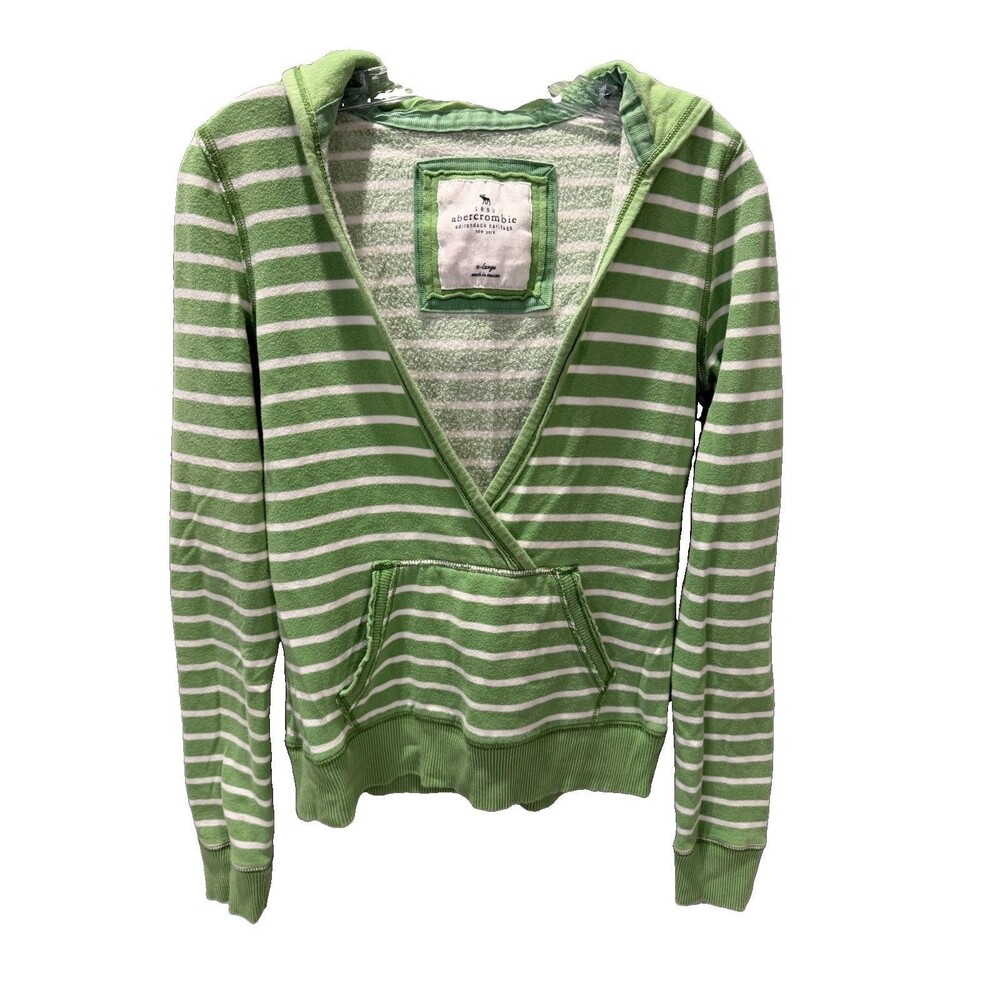 Vintage Abercrombie & Fitch Y2K Juniors XL Babydoll Hoodie V Neck Slim Pullover